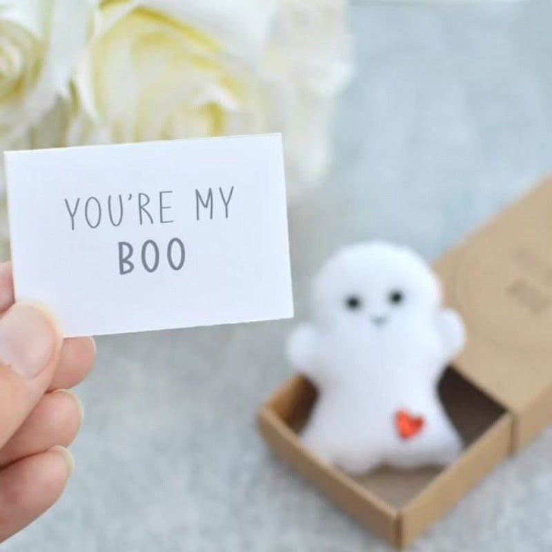 Halloween Cute Ghost Matchbox Gift Love Hug Mini Ghost Gift Band Greeting Card - 0 - Scribble Snacks