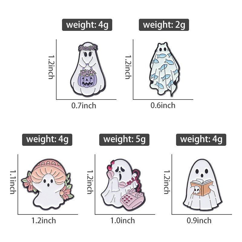 Halloween Cute Ghost Shape Metal Brooch Cartoon Accessories - 0 - Scribble Snacks