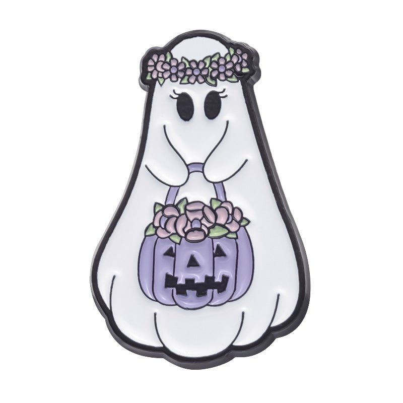 Halloween Cute Ghost Shape Metal Brooch Cartoon Accessories - 0 - Scribble Snacks