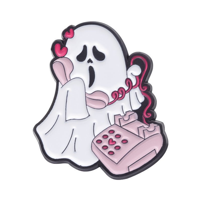 Halloween Cute Ghost Shape Metal Brooch Cartoon Accessories - 0 - Scribble Snacks