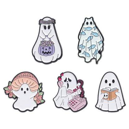 Halloween Cute Ghost Shape Metal Brooch Cartoon Accessories - 0 - Scribble Snacks