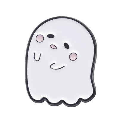 Halloween Cute Little Ghost Modeling Golden M Badge Creative Cute Brooch Accessories - 0 - Scribble Snacks