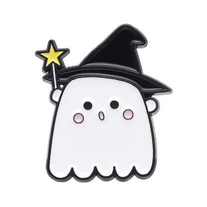 Halloween Cute Little Ghost Modeling Golden M Badge Creative Cute Brooch Accessories - 0 - Scribble Snacks