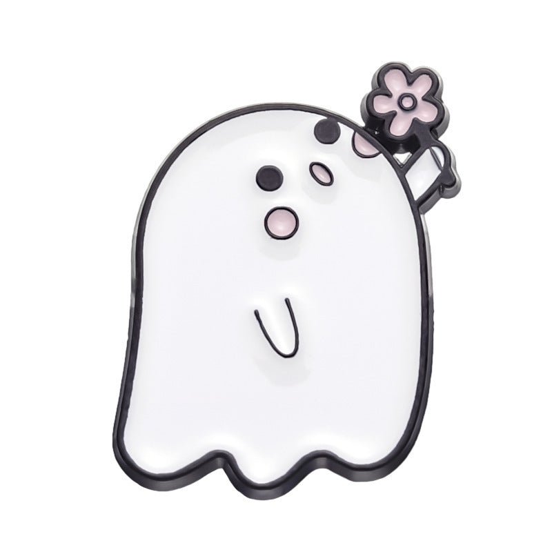 Halloween Cute Little Ghost Modeling Golden M Badge Creative Cute Brooch Accessories - 0 - Scribble Snacks