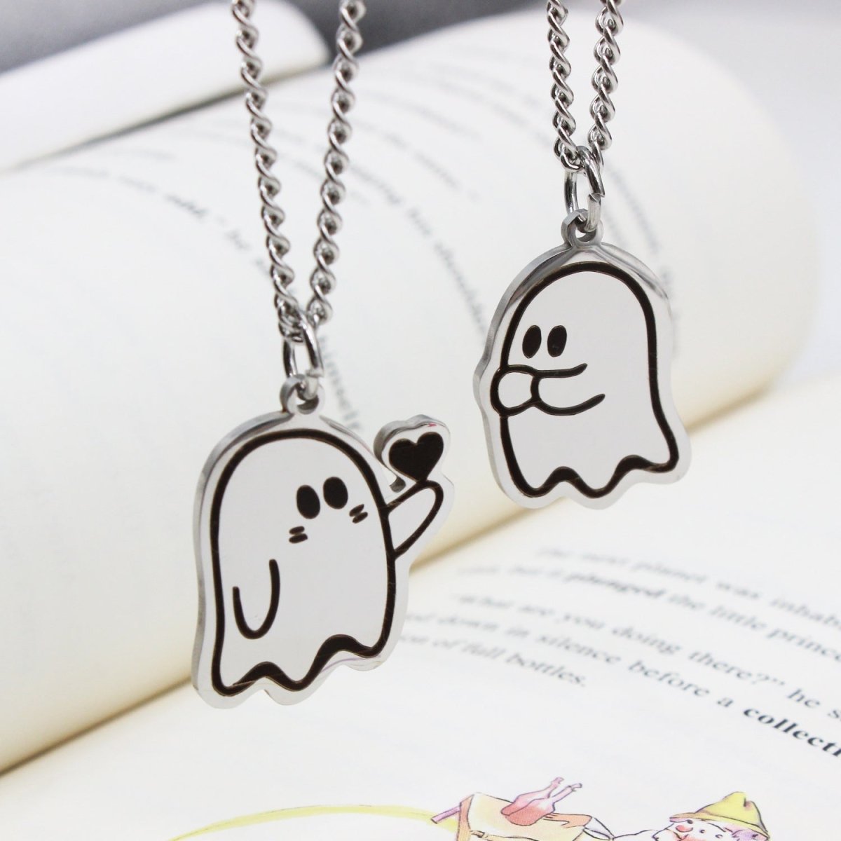 Halloween Cute Love Ghost Necklace Couple Pendant Necklace Men Women Accessories - 0 - Scribble Snacks