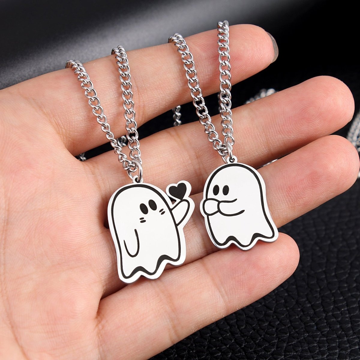 Halloween Cute Love Ghost Necklace Couple Pendant Necklace Men Women Accessories - 0 - Scribble Snacks