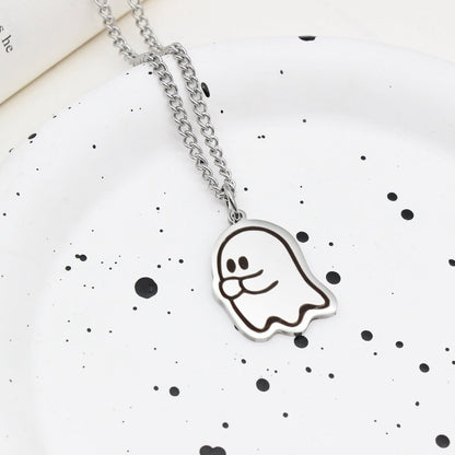 Halloween Cute Love Ghost Necklace Couple Pendant Necklace Men Women Accessories - 0 - Scribble Snacks