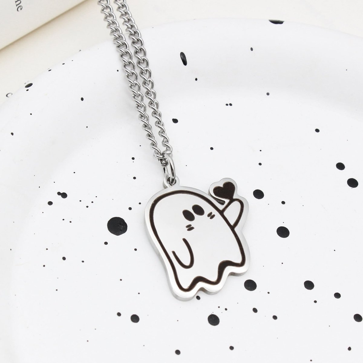 Halloween Cute Love Ghost Necklace Couple Pendant Necklace Men Women Accessories - 0 - Scribble Snacks