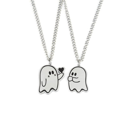 Halloween Cute Love Ghost Necklace Couple Pendant Necklace Men Women Accessories - 0 - Scribble Snacks