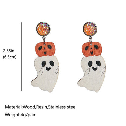 Halloween Cute Pumpkin Earrings Reading Ghost Bow - 0 - Scribble Snacks