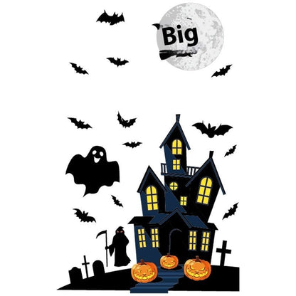 Halloween Decoration Haunted House Sticker Witch Ghost Bat Window Stickers - 0 - Scribble Snacks