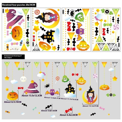 Halloween Decoration Haunted House Sticker Witch Ghost Bat Window Stickers - 0 - Scribble Snacks