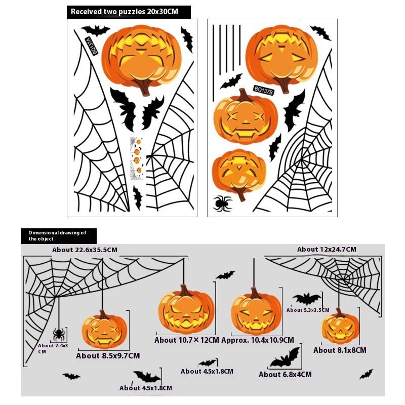 Halloween Decoration Haunted House Sticker Witch Ghost Bat Window Stickers - 0 - Scribble Snacks