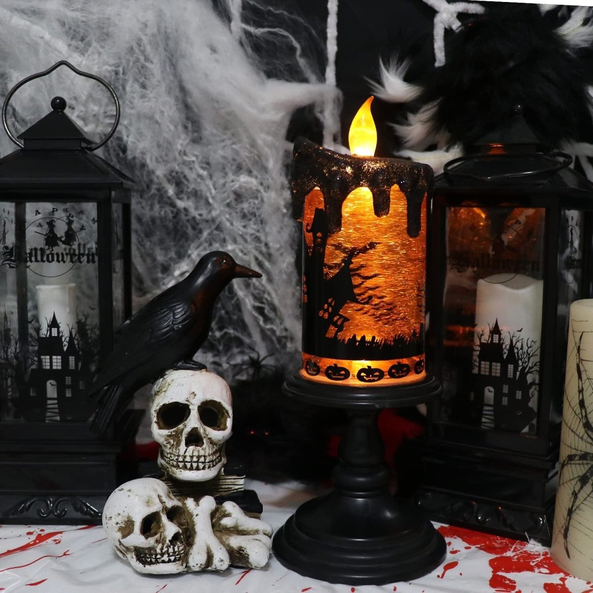 Halloween Decorations Skull Candle Light Ornament Glowing - 0 - Scribble Snacks