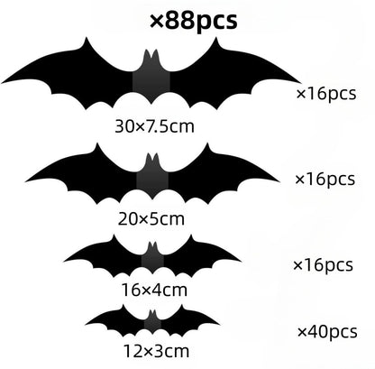 Halloween Decorative Wall Black Stickers Three - dimensional Bat Holiday Party - 0 - Scribble Snacks