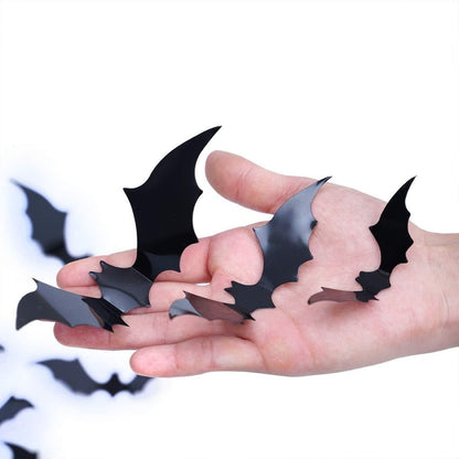 Halloween Decorative Wall Black Stickers Three - dimensional Bat Holiday Party - 0 - Scribble Snacks