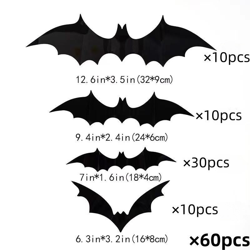 Halloween Decorative Wall Black Stickers Three - dimensional Bat Holiday Party - 0 - Scribble Snacks