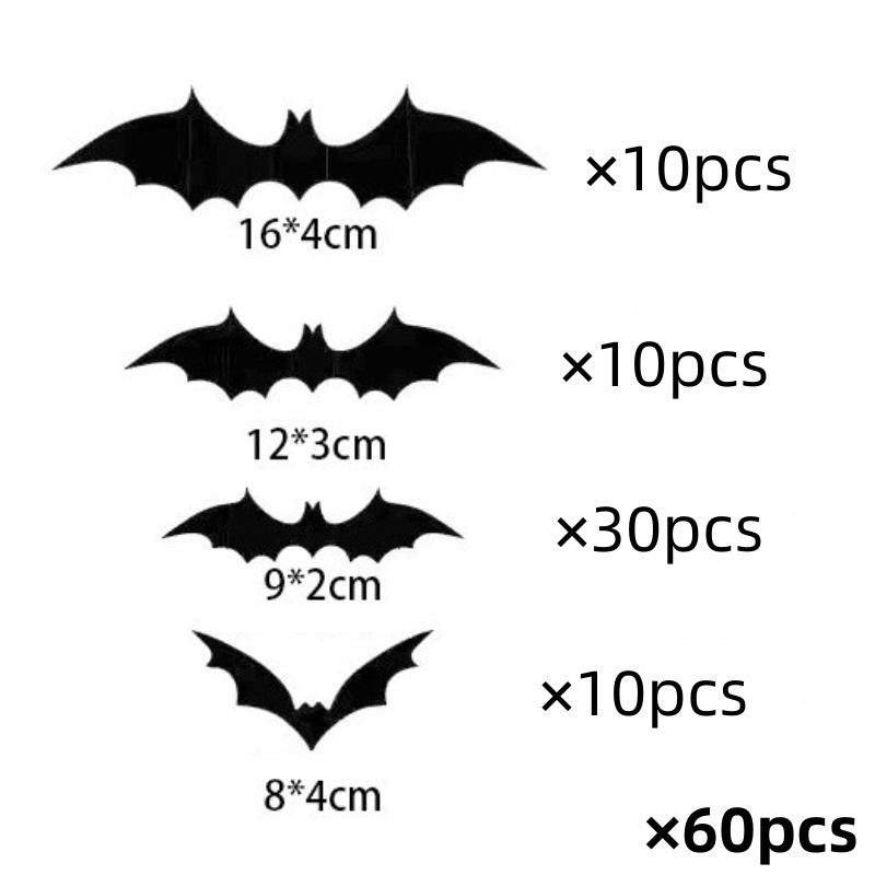 Halloween Decorative Wall Black Stickers Three - dimensional Bat Holiday Party - 0 - Scribble Snacks