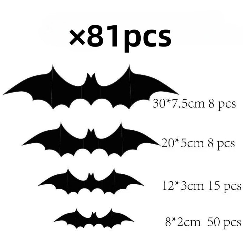 Halloween Decorative Wall Black Stickers Three - dimensional Bat Holiday Party - 0 - Scribble Snacks