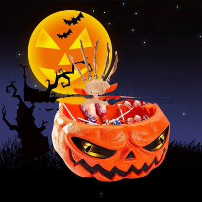 Halloween Dress Up Electric Talking Pumpkin Candy Bowl - 0 - Scribble Snacks