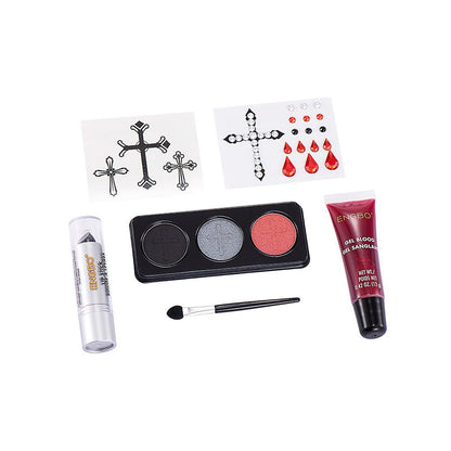 Halloween Dressing Cosmetics Cross - border Black Lipstick Smoky Makeup Plasma Stickers Halloween Painted Set - 0 - Scribble Snacks