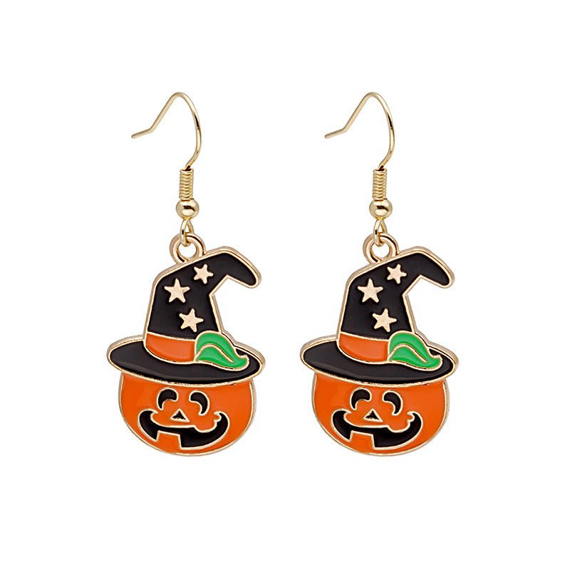 Halloween Earrings Cute Pumpkin Spooky Oil Drip Alloy Earrings Jewelry - 4 - Scribble Snacks