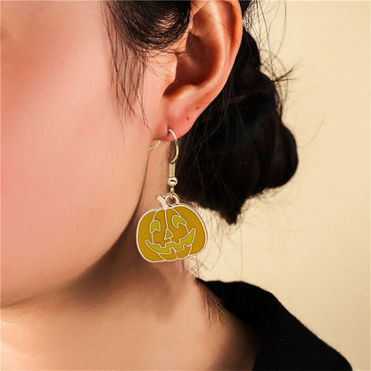 Halloween Earrings Cute Pumpkin Spooky Oil Drip Alloy Earrings Jewelry - 4 - Scribble Snacks