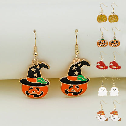 Halloween Earrings Cute Pumpkin Spooky Oil Drip Alloy Earrings Jewelry - 4 - Scribble Snacks