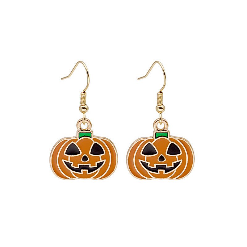 Halloween Earrings Cute Pumpkin Spooky Oil Drip Alloy Earrings Jewelry - 4 - Scribble Snacks