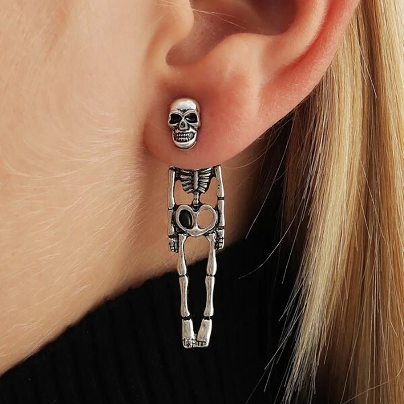 Halloween Earrings Skull Simulation Human Skeleton Detachable Stud Earrings - 0 - Scribble Snacks