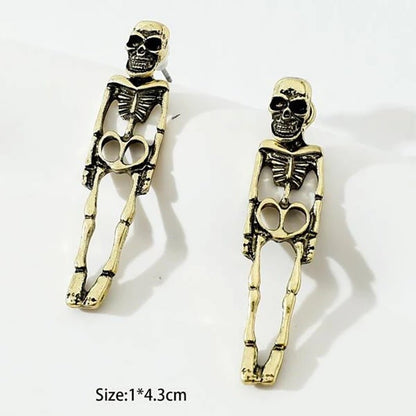 Halloween Earrings Skull Simulation Human Skeleton Detachable Stud Earrings - 0 - Scribble Snacks