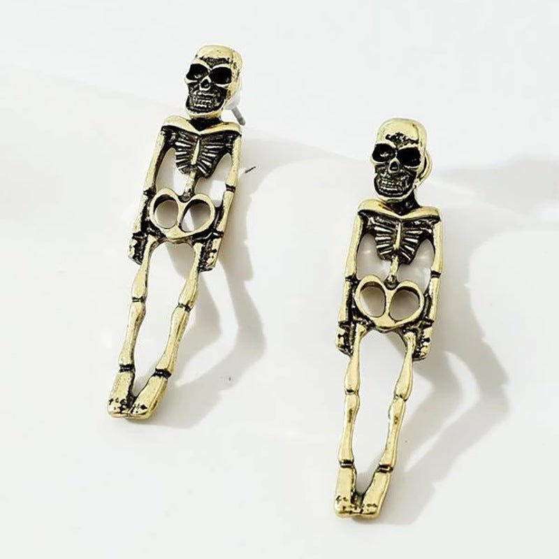 Halloween Earrings Skull Simulation Human Skeleton Detachable Stud Earrings - 0 - Scribble Snacks