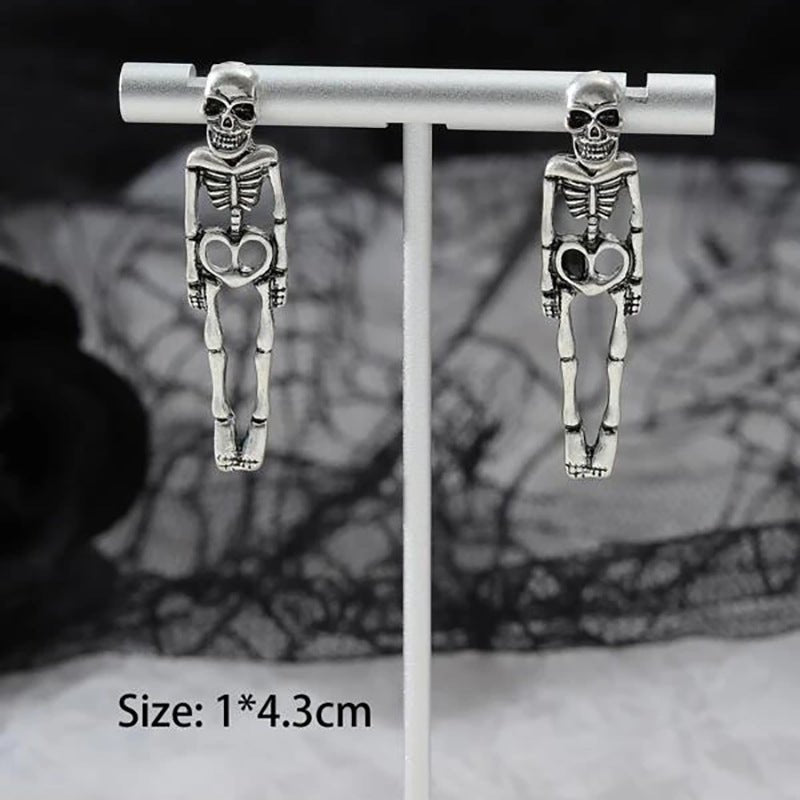 Halloween Earrings Skull Simulation Human Skeleton Detachable Stud Earrings - 0 - Scribble Snacks