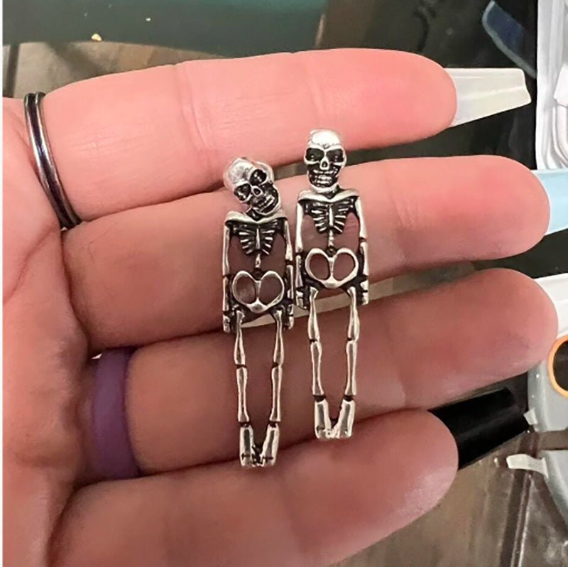 Halloween Earrings Skull Simulation Human Skeleton Detachable Stud Earrings - 0 - Scribble Snacks