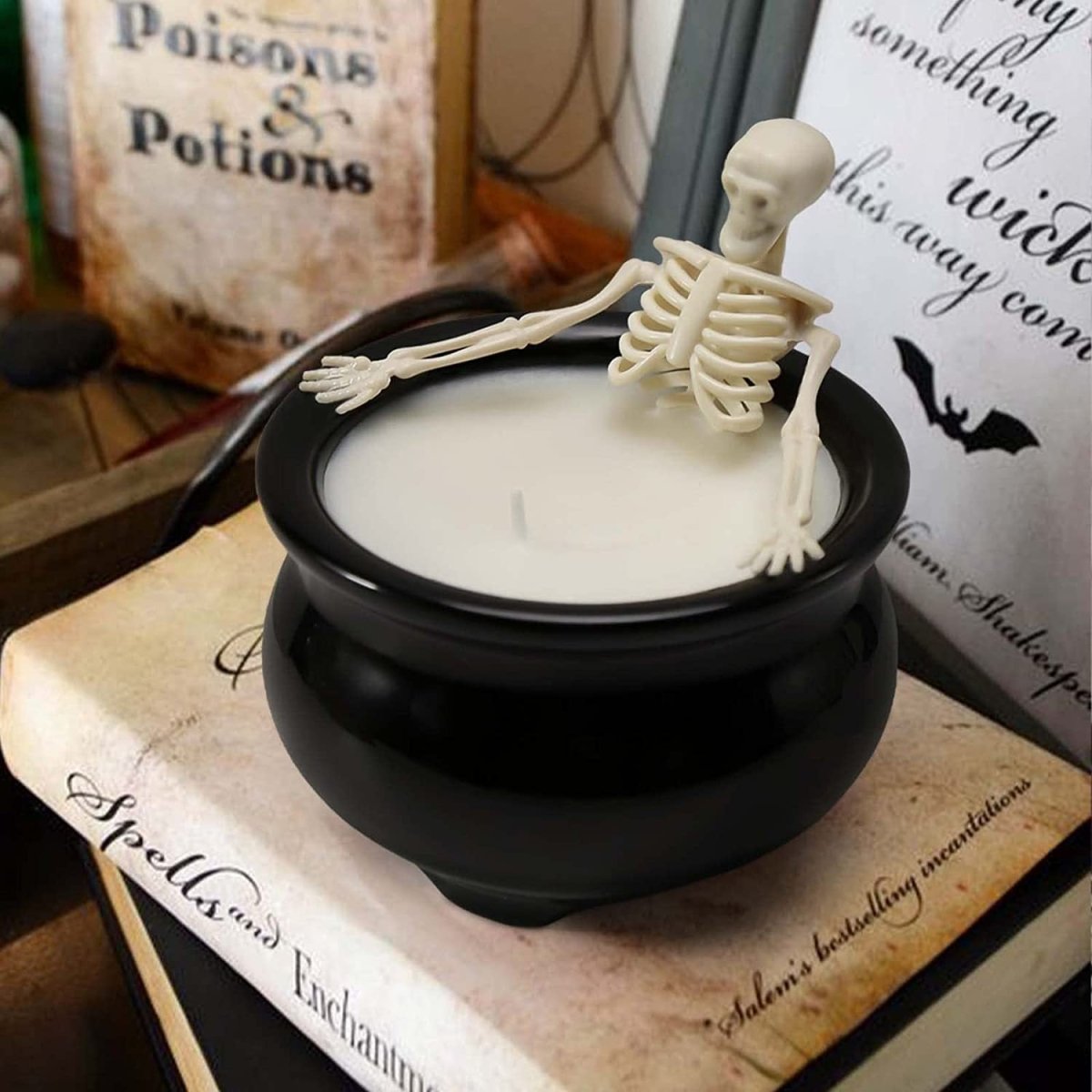 Halloween Fluorescent Skull Candle Gothic Craft Ornaments - 0 - Scribble Snacks