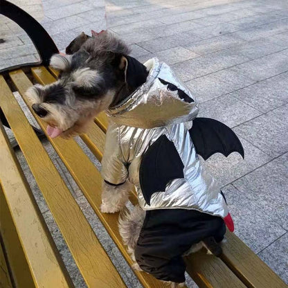 Halloween Funny Bat Silver Pet Cotton Coat - 0 - Scribble Snacks