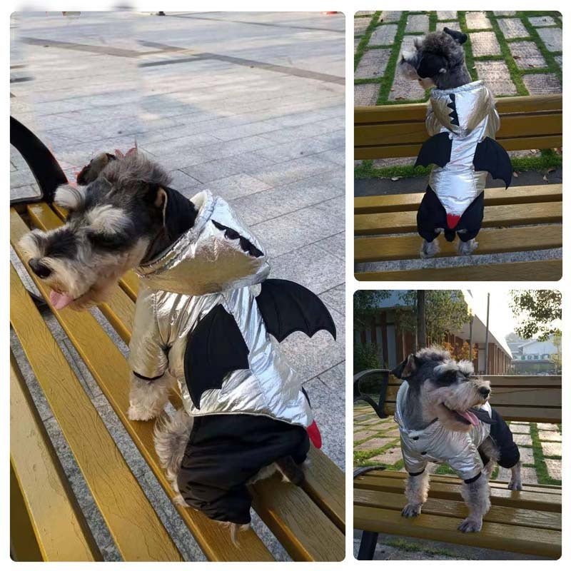 Halloween Funny Bat Silver Pet Cotton Coat - 0 - Scribble Snacks