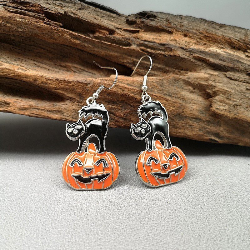 Halloween Funny Earrings Female Personality Ghost Pumpkin Bat Cartoon Jewelry - 4 - Scribble Snacks