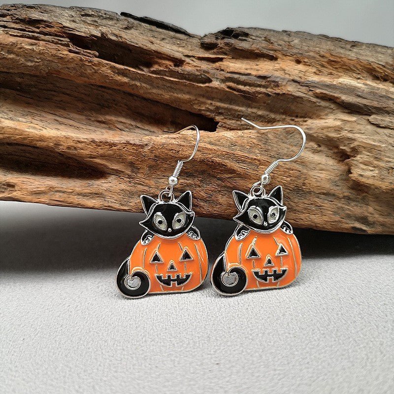 Halloween Funny Earrings Female Personality Ghost Pumpkin Bat Cartoon Jewelry - 4 - Scribble Snacks