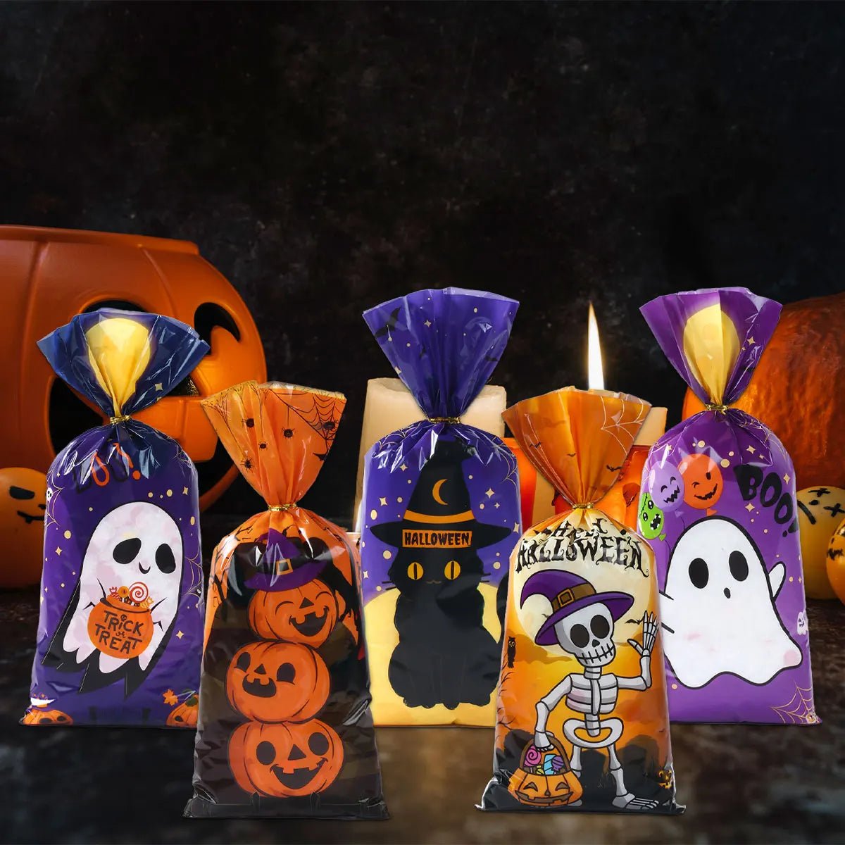 Halloween Ghost Cat Gift Bags - Halloween - Candy Buckets & Holders - Scribble Snacks