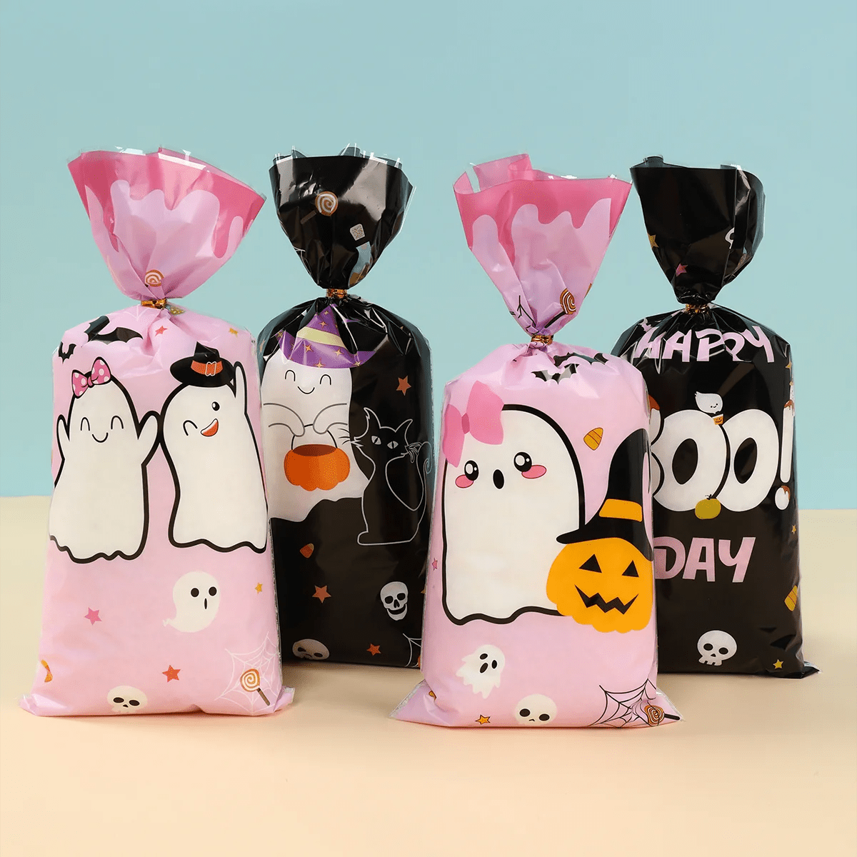 Halloween Ghost Cat Gift Bags - Halloween - Candy Buckets & Holders - Scribble Snacks