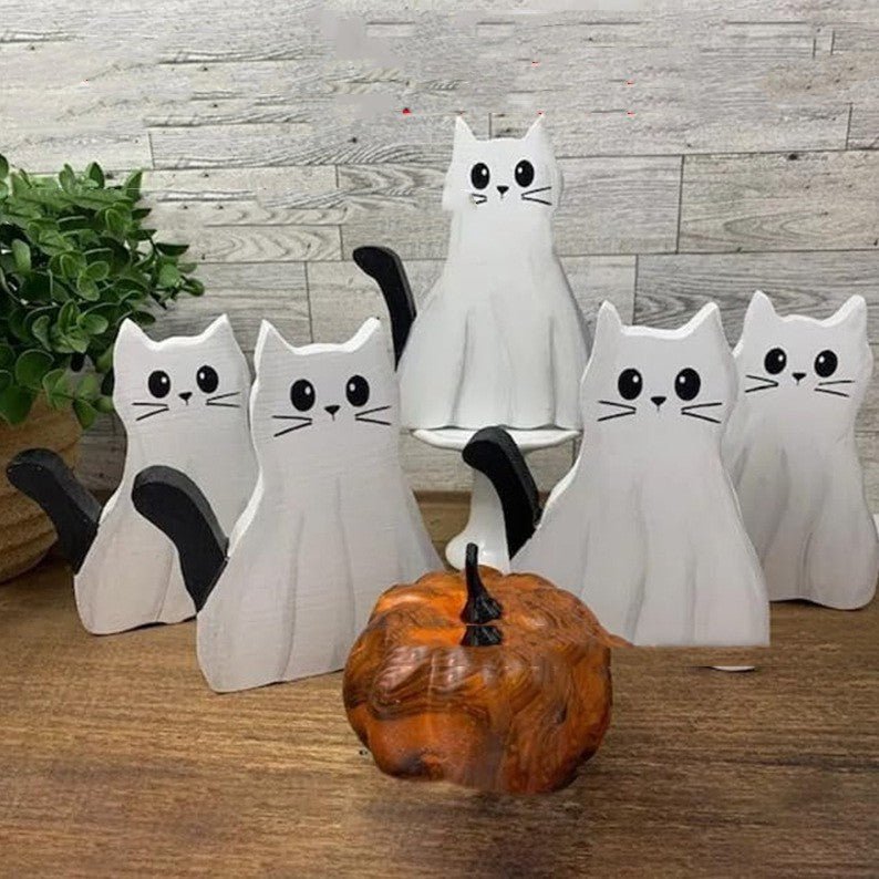 Halloween Ghost Cat Statue - 0 - Scribble Snacks