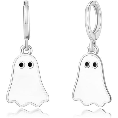 Halloween Ghost Earrings For Women Gold Ghost Huggie Hoop Earrings Halloween Jewelry Cute BOO Halloween Earrings - 0 - Scribble Snacks