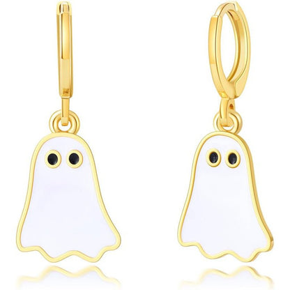 Halloween Ghost Earrings For Women Gold Ghost Huggie Hoop Earrings Halloween Jewelry Cute BOO Halloween Earrings - 0 - Scribble Snacks