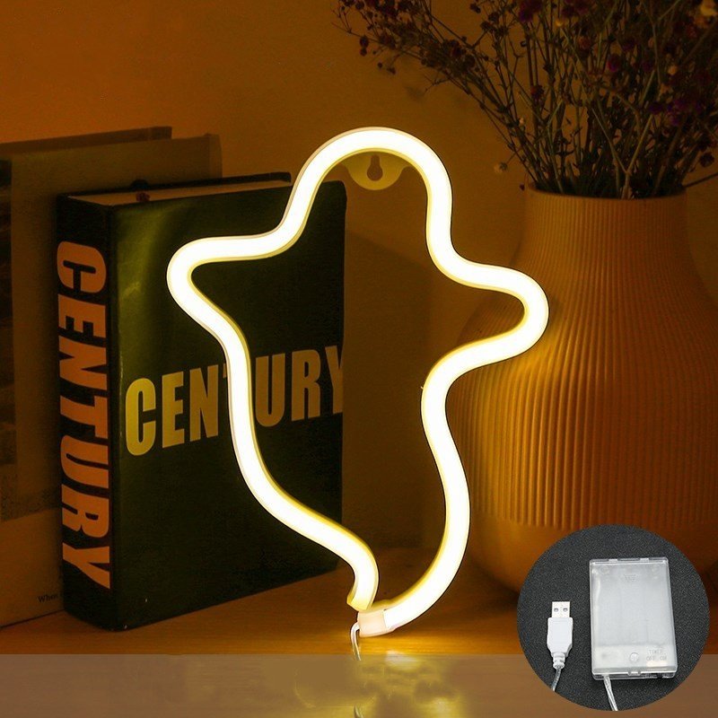 Halloween Ghost Neon Home Creative Modeling Lamp - 0 - Scribble Snacks