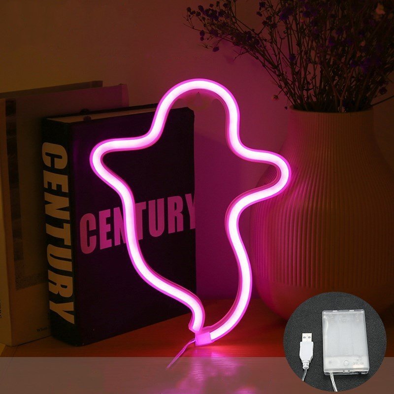 Halloween Ghost Neon Home Creative Modeling Lamp - 0 - Scribble Snacks