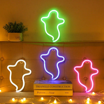 Halloween Ghost Neon Home Creative Modeling Lamp - 0 - Scribble Snacks