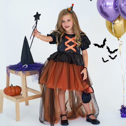 Halloween Girls' Witch Performance Costume Party Dress - 0 - Scribble Snacks