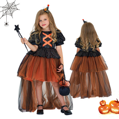 Halloween Girls' Witch Performance Costume Party Dress - 0 - Scribble Snacks