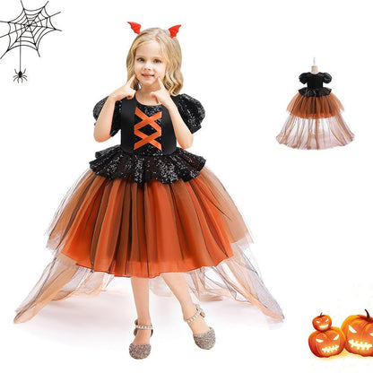 Halloween Girls' Witch Performance Costume Party Dress - 0 - Scribble Snacks